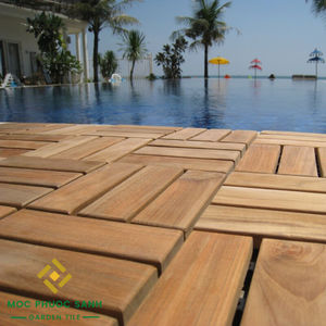 Dalles de terrasse emboîtables carrées en bois d'acacia écologiques et ignifuges, 300x300mm, imperméables et antidérapantes pour extérieur - Product Image 5