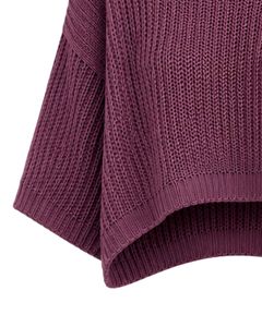 Pull court tricoté ample rouge bordeaux pour femme, manches courtes, léger et respirant, idéal pour l'été, style décontracté et tendance - Product Image 5