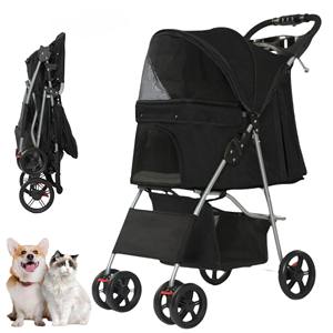Carrito para mascotas de servicio pesado para exteriores con ruedas resistentes a los golpes, estructura plegable y accesorio para cinturón de seguridad - Product Image 1