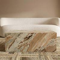 Table basse rectangulaire moderne en marbre indien naturel, mobilier de luxe fait main en pierre pour salon, rotative et mobile pour la maison