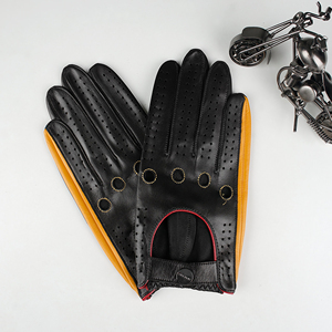 Gants de conduite en cuir de vache véritable pour hommes, gants de course automobile classiques, respirants et antidérapants - Product Image 5