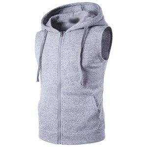 Mens Sleeveless Zip Up Hoodie <b>Vest</b> Hooded Drawstring Tank <b>Top</b> Solid Color Casual - Product Image 4