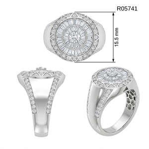 Bague Chevalière Homme Art Déco en Or 18 carats avec Diamants Naturels Grappe Baguette Effet Rayon de Soleil, Bijoux de Luxe pour Homme, Vente en Gros, Usine OEM - Product Image 5