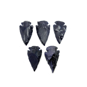 Puntas de flecha de piedra natural, cristal de goldstone azul, puntas de flecha de jaspe elegante curativas, gemas, venta al por mayor de cristales - Product Image 1