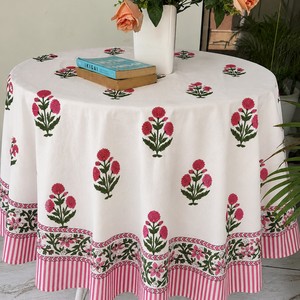 Indian Luxury Handmade Block Printed Cotton <b>Table</b> <b>Cover</b> Ethnic Placemats Floral Pattern Eco-Friendly Washable Customized Size - Product Image 3
