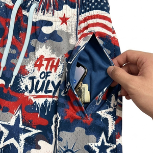 Wholesale Bathing Suit Kids Boys Board Shorts Boys 4th of July Print Designs <b>Elastic</b> Waist Swimming Trunks for Independence Days - Product Image 4
