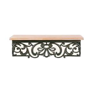Rustic Wood Wall Shelf Single Tier <b>Cast</b> Iron Bracket Mounted Storage Tray for Living Room wall shelf - Product Image 2