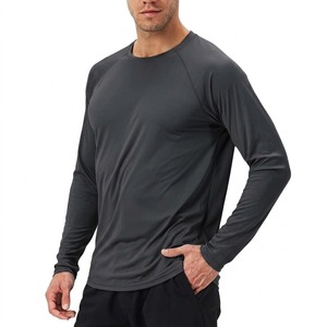 Haut de sport à manches longues pour homme, anti-UV, séchage rapide, en polyester, gris foncé - Product Image 1