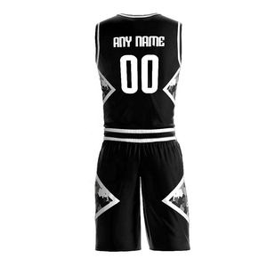 Op maat gemaakte gesublimeerde basketbaljerseyset zwart wit teamnaam 00 vochtafvoerend V-hals mouwloos volwassen unisex mesh uniform - Product Image 2