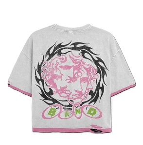 Camisetas de hombre TAHAD 2026 personalizadas, de gran tamaño, estampadas, de 300 g/m², con dobladillo desgastado, hombros caídos y corte holgado - Product Image 2