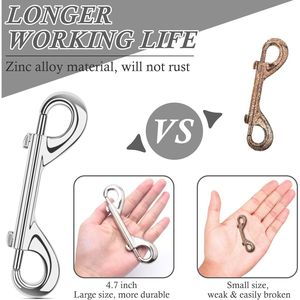 Moschettoni a doppia estremità in lega di zinco extra large da 4,7 pollici, capacità di carico 220 libbre, per gatti, cani, cavalli, fibbie a triplo gancio per impieghi gravosi - Product Image 2