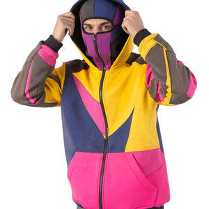 Sweat-shirt à capuche en polaire pour homme avec blocs de couleur, coupe-vent, veste sportive d'hiver, coupe régulière, matière polyester - Product Image 1