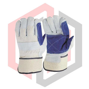 Gants de travail en cuir gris beige noir avec renforts, manchette de sécurité, respirants, antistatiques, anti-impact, anti-coupure, anti-chaleur - Product Image 1