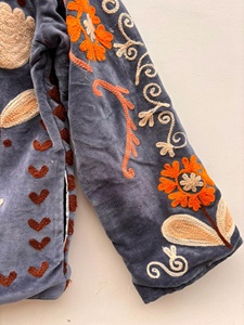 <b>Top</b> Trendy Women's Traditional Suzani Velvet Jacket Handmade Uzbek Textile Embroidered <b>Coat</b> Gift for Her - Product Image 4