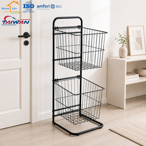 Cesto de Ropa de 2 Niveles con Soporte Metálico, Organizador de Ropa para Baño y Hogar - Product Image 5