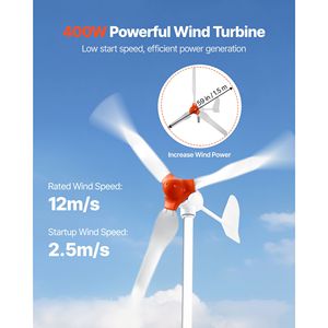 Kit d'énergie solaire et éolienne 24V 1000W, 6 panneaux solaires 100W, éolienne 400W, batterie LiFePO4 25.6V 100Ah, onduleur 3000W M - Product Image 4
