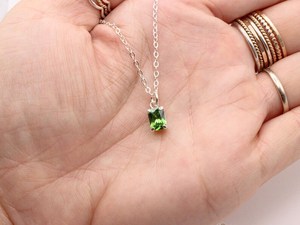 Sterling Silver Green <b>Emerald</b> <b>Pendant</b> Green Cubic Zirconia Gemstone <b>Pendant</b> Minimalist Jewelry Wholesale Supplier - Product Image 3