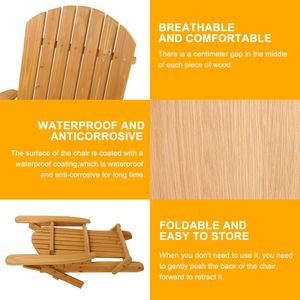 Sedia Sdraio Pieghevole in Legno Eco-Friendly Stile Adirondack per Balcone Giardino Patio - Product Image 4