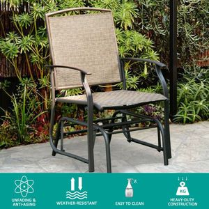 <b>Single</b> Glider Chair Rocking Seating Steel Frame Garden <b>Swing</b> for Patio - Product Image 5