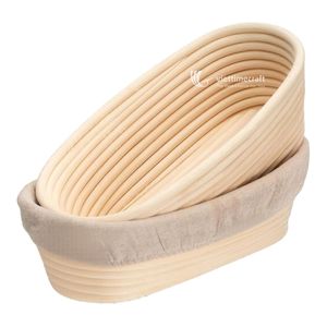 Oval Rattan Banneton Bread Proofing Basket <b>Set</b>, <b>Hand</b>-Woven Wicker Sourdough Dough Rising Bowl with Washable Linen Liner - Product Image 1