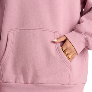 Hoodie en molleton pour femme à prix abordable, 100 % coton, style streetwear décontracté, épaules tombantes, respirant, écologique, tricoté - Product Image 4