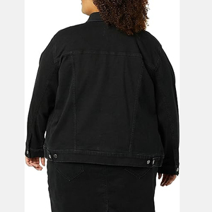 Men's Black Denim Jacket Casual Turn-down Collar <b>Button</b> Front Solid Color Washed Cotton Regular Fit Autumn Style - Product Image 3