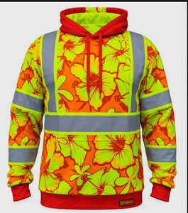 Men High Visibility Safety Hoodie Reflective <b>Fleece</b> Workwear Sweatshirt Custom Reflective Safety Hoodie - Product Image 1