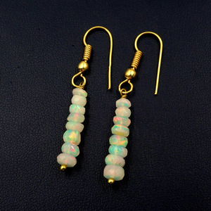 Boucles d'oreilles en perles d'opale éthiopienne multi-feu, or 14 carats, cadeau pour elle - Product Image 6