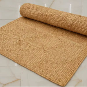 พรมปูพื้นสไตล์โบโฮชิค ลายเรขาคณิต ทำจากเส้นใยธรรมชาติ เหมาะสำหรับบ้านสไตล์ฟาร์มเฮาส์ - Product Image 1