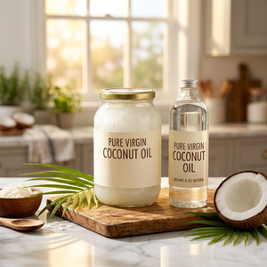 Aceite de Coco Virgen Puro, Grado Alimenticio, Prensado en Frío, Orgánico y Natural para Cocinar, Tratamiento Capilar, Cuidado de la Piel y Masajes - Product Image 1