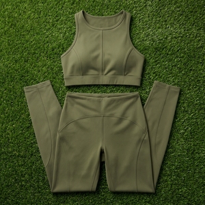 Women Olive <b>Green</b> High Waist Leggings Sports Bra Yoga <b>Set</b> <b>Gym</b> Fitness Workout Activewear <b>Set</b> - Product Image 6