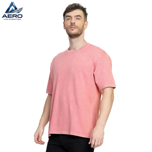 เสื้อยืดคอตตอนหนาน้ำหนักมาก สีชมพูวินเทจ ล้างสีแบบแอซิดวอช ทรงคอกลมเรียบง่าย สไตล์สตรีทแวร์ โอเวอร์ไซส์ ไหล่ตก - Product Image 3