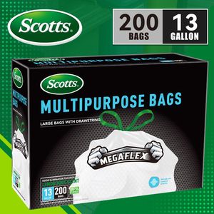 Scotts Paquete de 200 Bolsas de Basura Desechables para Cocina de 13 Galones, Resistentes a Desgarros y Perforaciones, con Tecnología de Desodorización, en Caja con Cierre de Cordón - Product Image 1