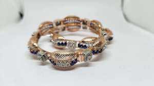 Brazalete de Lujo en Oro Rosa de 14K con Diamantes y Piedra Azul, Certificado IGI, Joyería Fina, Ideal para Eventos Diarios de Lujo - Product Image 2