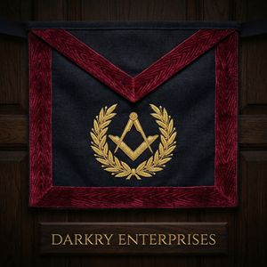 Custom Black Velvet Masonic Regalia Apron <b>Red</b> <b>Silk</b> Border Gold Bullion Crown Embroidery Freemason Lodge Gear - Product Image 5