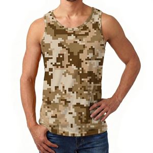 Bulk Custom <b>Men's</b> Camo Printed Training Tank Top Quick Dry Polyester Fitness <b>Singlet</b> Stretchy Bodybuilding Gym Shirt Tank Tops - Product Image 4