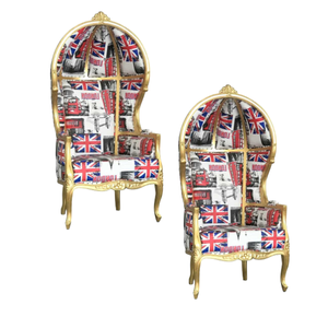 Chaises de trône royal français chaises de mariage de luxe avec des chaises de trône en bois à dossier haut d'auvent usine directe - Product Image 5