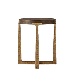 สีน้ำตาลและสีทองการออกแบบที่ทันสมัยไม้และโลหะเฟอร์นิเจอร์โต๊ะกาแฟตารางเฟอร์นิเจอร์ที่มีคุณภาพที่ทันสมัยสำหรับตกแต่งห้องนั่งเล่นที่บ้าน - Product Image 1