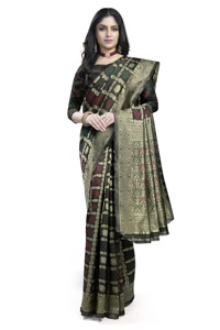 Sari Banarasi de diseño indio con bordados y pedrería, ideal para ocasiones étnicas y fiestas, disponible al mejor precio. - Product Image 3