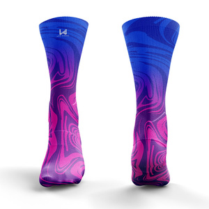 Athletic Crew <b>Socks</b> Cuff Sublimation Print Breathable <b>Running</b> <b>Socks</b> Adults Summer Sport Wear Customizable Red Patterned Design - Product Image 4