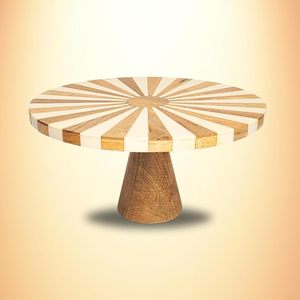 Handmade Acacia Wood Cake Stand Dessert Pedestal Eco-Friendly <b>Baking</b> Display Plate Acrylic Cover Dishwasher Safe Aqudus Saleem - Product Image 1