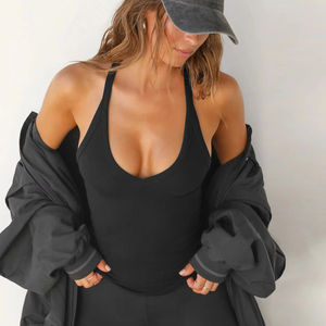 เสื้อกล้ามรัดรูปทรงวีคัท แขนกุด คอวี ผ้าริบสีขาว พิมพ์โลโก้ได้ตามต้องการ สำหรับผู้หญิง - Product Image 6