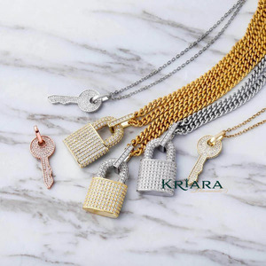 Moissanite <b>Key</b> Shape Moissanite Pendant 925 Silver Rose Gold Plated Themed Luxury Charm Unisex Everyday Wear Jewelry - Product Image 3
