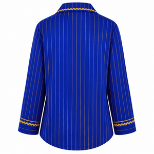 Sigma Gamma Rho Women's Striped Pajama Set Button Front Long Sleeve Sleepwear Contrast Trim Lounge <b>PJs</b> With Drawstring Pants - Product Image 3