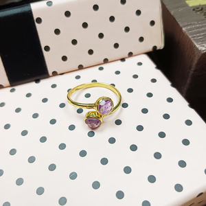 Natural Amethyst Round Faceted <b>Adjustable</b> <b>Ring</b> Handmade Birthstone Plain Band Wholesale Jewelry - Product Image 2