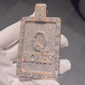 Collar Personalizado con Nombre Rectangular Estilo Hip Hop para Hombre, Chapado en Oro Rosa con Diamantes Moissanite - Product Image 1