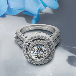 Luxury Women 18K Solid Gold Rhodium Plated Round Brilliant Cut Diamond Engagement <b>Ring</b> <b>Crown</b> Style - Product Image 3