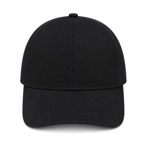 <b>Black</b> 6-Panel Cotton <b>Baseball</b> <b>Cap</b> Unisex Adjustable Solid Color Casual Hat - Product Image 2