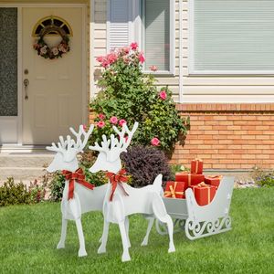 Traînes de rennes en PVC blanc pour décorations de Noël avec détails de cerf - Product Image 4