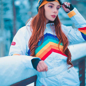 Traje de Esquí Blanco para Mujer 2026, Modelo Sunrise Shredder, Traje de Esquí de Moda para Mujer, Traje de Nieve de una Pieza, Traje de Esquí Personalizado de una Pieza para Mujer - Product Image 5